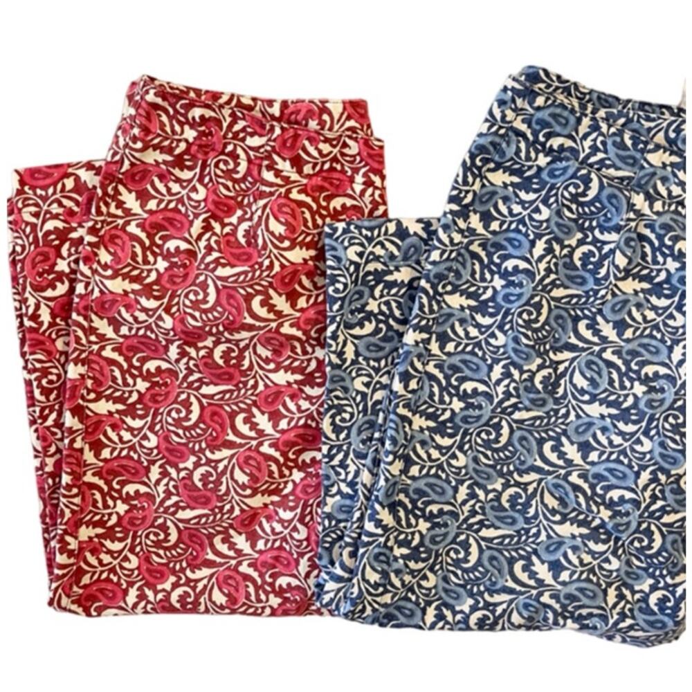VTG LIZ CLAIBORNE (2) Straight Leg Crop Michaela Pants in Paisley Damask  SZ 10